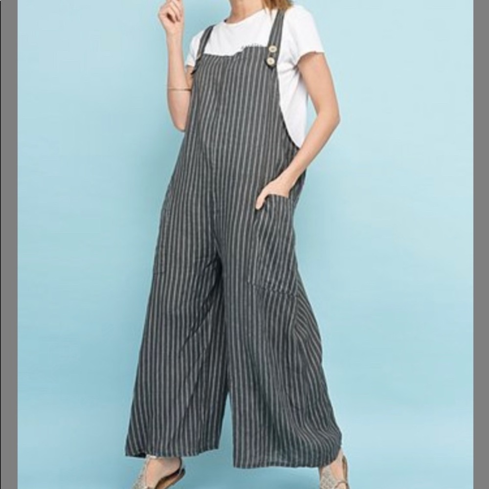 Grey striped brand new never worn overalls